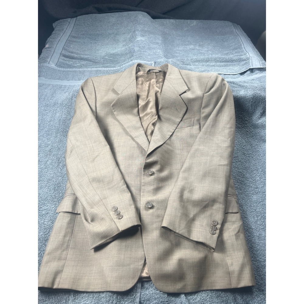 Roberto Villini Italy‎ Mens Tan Plaid Wool Blazer 40 RE Mod Capri